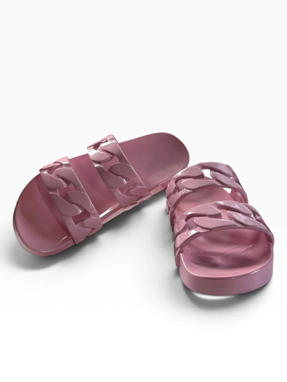 Tory Burch Adrien Jelly Slide Women's Pink Chain Sandals Size 9 New